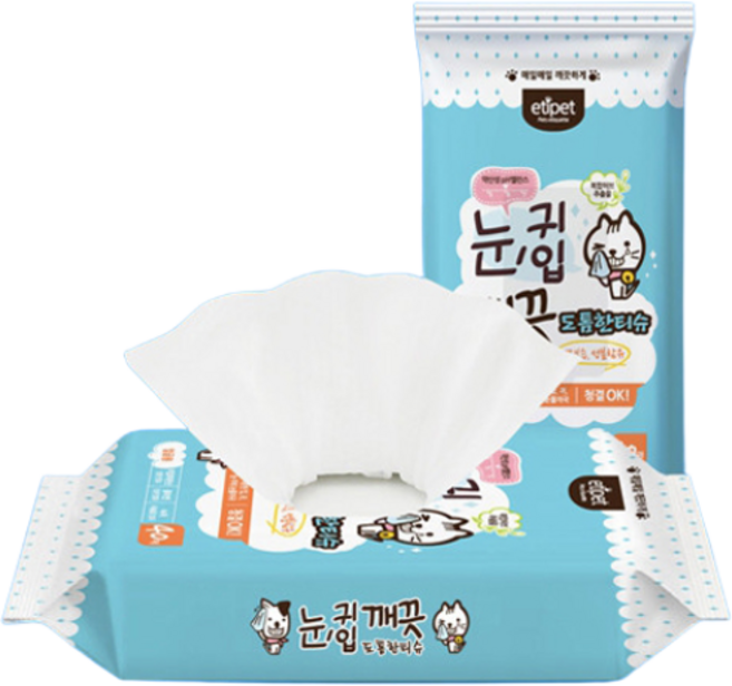 에티펫 강아지 고양이 애견 물티슈 산책티슈 아쿠아 눈 귀 입 깨끗 도톰한 물티슈 40매, 1개, 40개입