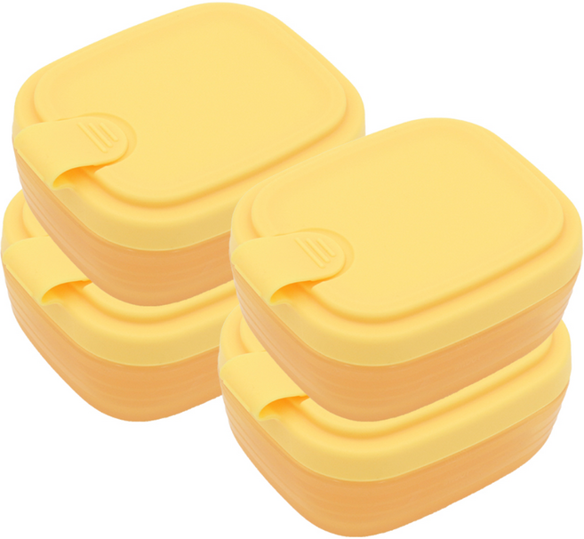 네오실리 에어락 국산 프리미엄 실리콘 밀폐 용기 냉동밥용기 소형( ), 4개, 치즈옐로우
