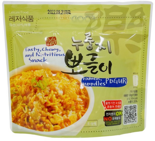 전투식량 비상식량 누룽지 뽀글이 100g 1봉, 1개
