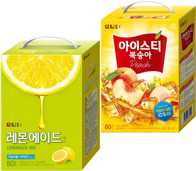 담터 아이스티 복숭아 80T +레몬에이드믹스 80T, 160개, 1세트, 14g