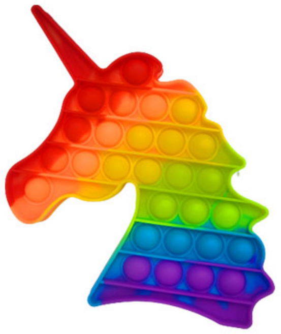 KC인증 팝잇업 레인보우 뽁뽁이 무지개꾹꾹이 푸쉬팝 스트레스 해소 장난감, 유니콘, 1개