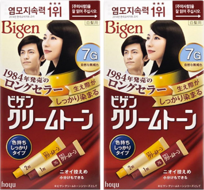 비겐 크림톤 염모제 7G 자연흑갈색 2개팩, 2개