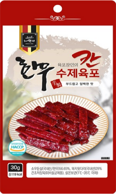 마마쿡 칸 한우수제육포, 30g, 5개