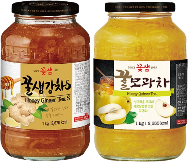 꽃샘 꿀생강차S 1kg + 꽃샘꿀모과차1kg, 2개, 1개입