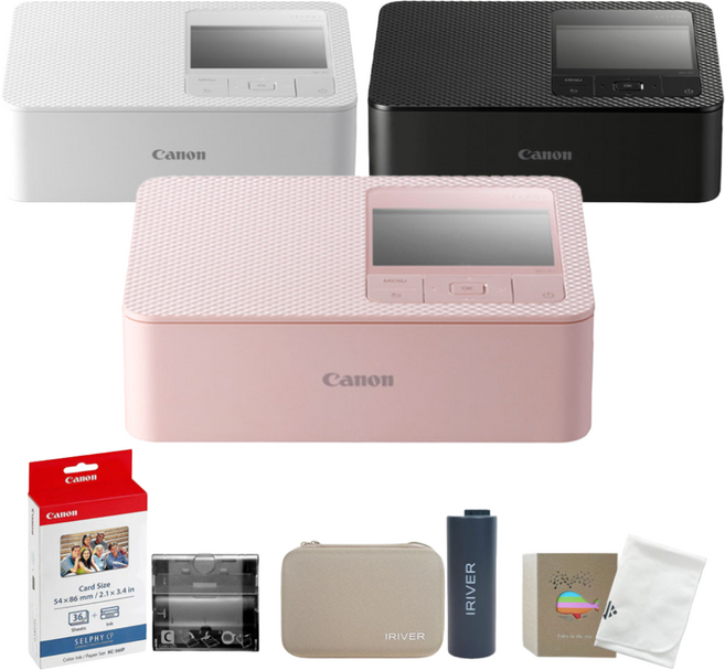 [포토리뷰이벤트] 캐논 셀피 포토프린터 CP1500 + KC-36IP 용지+아이리버 정품 배터리+카세트+악세사리 패키지 (포토앨범/아이리버 하드케이스/포켓융), CP1500 핑크