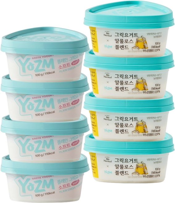 마이노멀x요즘 알룰로스 블렌드 100g 4개+플레인그릭요거트소프트 (100g) 4개, 1개