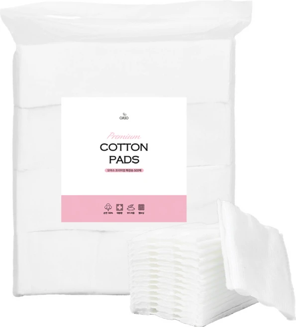 오아소 순면 100% 프리미엄 양면 화장솜 대용량, 1개, 500매입 - 쿠팡