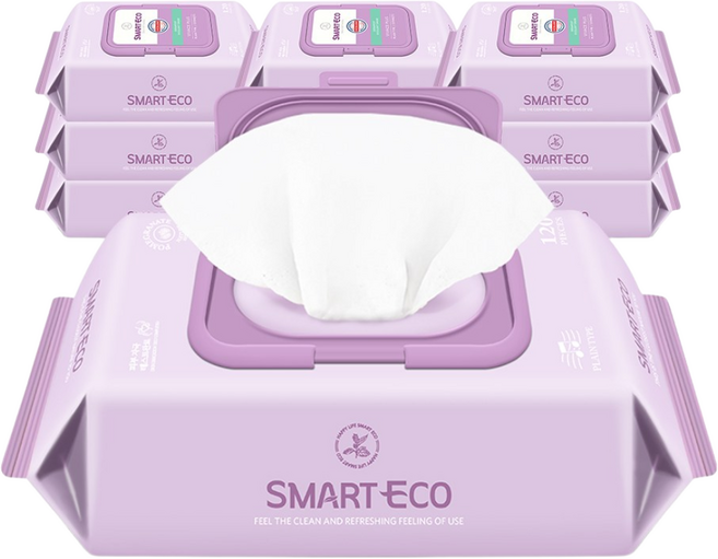 스마트에코 비바체플러스 120매 10팩 캡형 아기물티슈, 10개, 43g