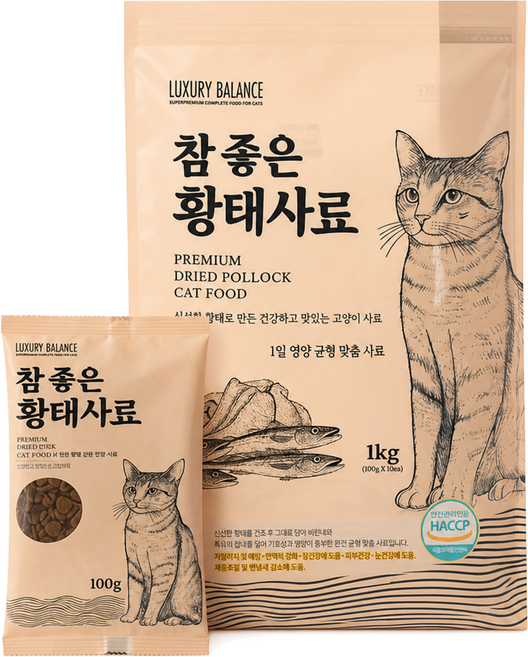 럭셔리발란스 참좋은 고양이 황태사료, 3개, 1kg, 가수분해 연어