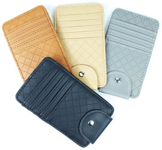 자동차 차량용 썬바이저 카드포켓 카드 수납 홀더 지갑, 브라운, 1개