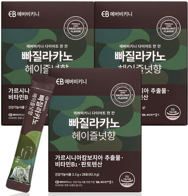 에버비키니 빠질라카노 헤이즐넛향 가르시니아 다이어트 커피, 92.4g, 3개