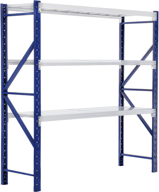 와우랙 철제선반 조립식 경량랙 창고 메탈 앵글 2m x 60cm x 2m 200kg, 3단, 화이트/블루