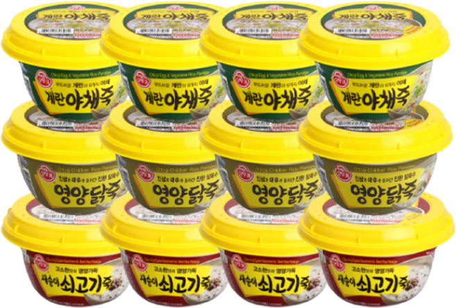 오뚜기 죽 3종 각 4개 새송이쇠고기+영양닭+계랸야채, 12개