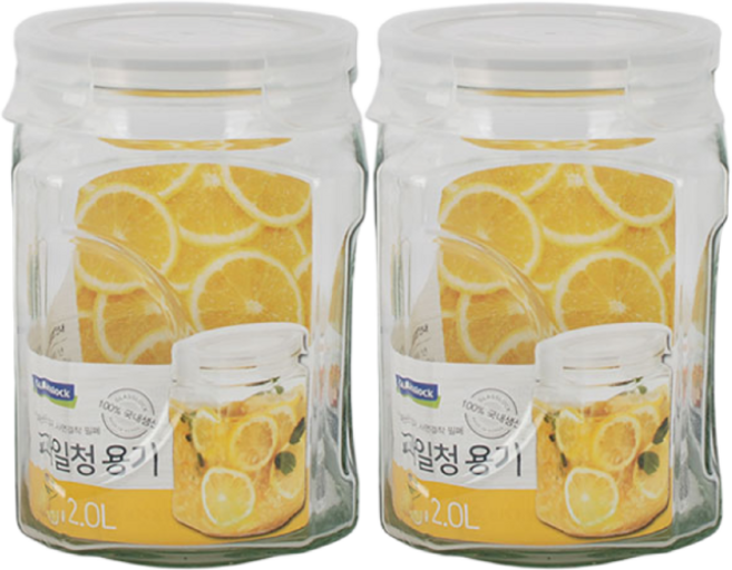 글라스락 사각 캐니스터 유리용기, 2개, 사각캐니스터 2L