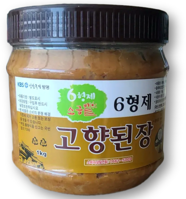 6형제 된장 재래식 무첨가 저염 전통 시골 집 된장 (콩알갱이 살아있는 간장 품은 전통숙성), 1개, 1kg