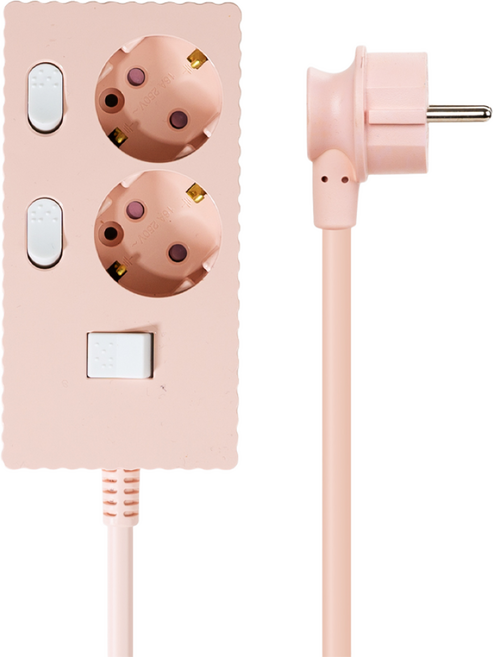 파워존 4000W 고용량 웨이브 개별스위치 2구 멀티탭 과부하차단 멀티콘센트 50cm 1.5m 3m 5m 7m, 개별스위치 2구7m 파스텔핑크, 1개