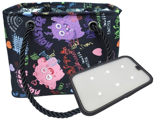 뷰레이터닷컴 몬스터 물빠지는 목욕가방 스파백 사우나 목욕탕 샤워 물빠짐 가방, 블랙