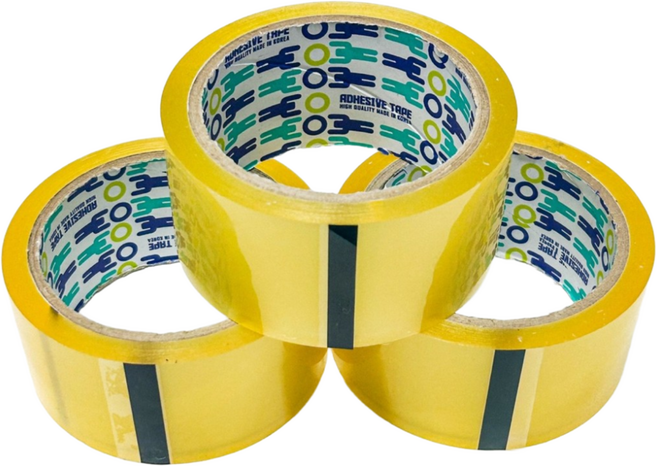 강력접착 투명 박스테이프 48mm X 40m 포장용 황색, 3개