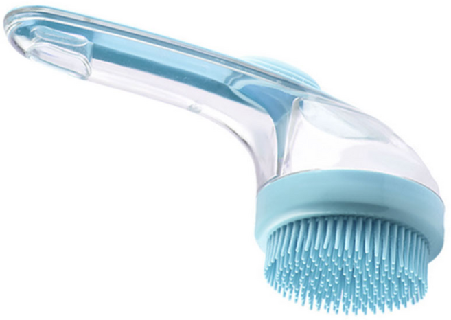 딩동펫 반려동물 그립 원터치 라운드 샴푸 브러쉬 18 x 7.5 cm, 블루, 1개