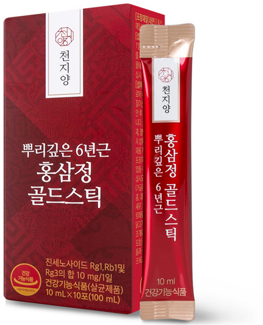 천지양 뿌리깊은 6년근 홍삼정 골드스틱 10p, 100ml, 1박스