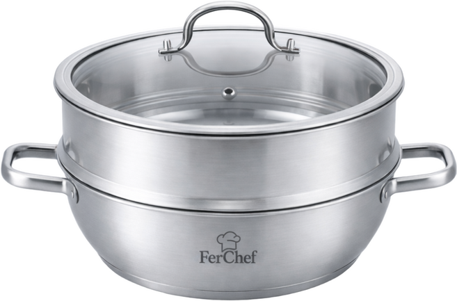 페르쉐프 올스텐 업소용 가정용 인덕션 2단찜기 전골냄비 세트, 1개, 30cm