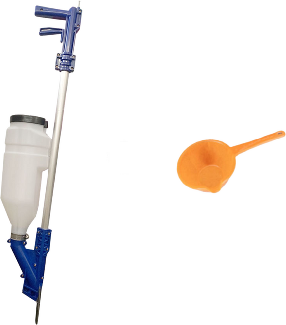 파랑 비료투입기 주입기 비료량 조절가능 수동 추비 기구 비료주는 기계 농기구, 1개