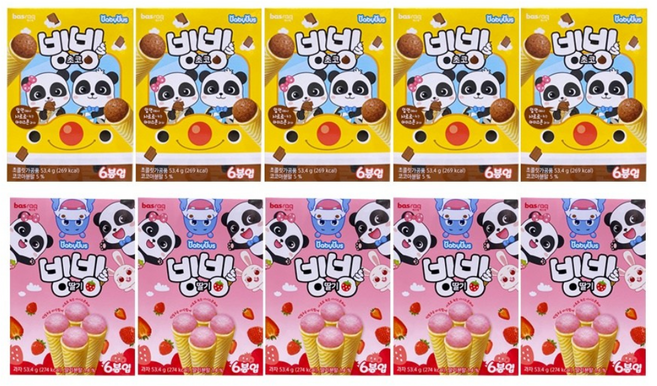 아이스콘 과자 바스락 빙빙초코53.4g X 5곽 + 빙빙딸기53.4g x 5곽 / 총 10곽, 1세트