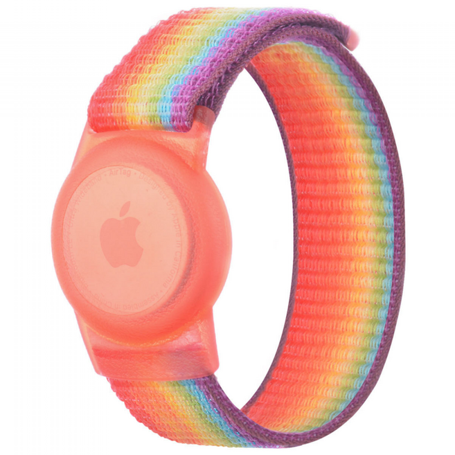리바앤코 애플 에어태그 1/2 스트랩 나일론 손목루프 17cm, 1개, 레인보우레드