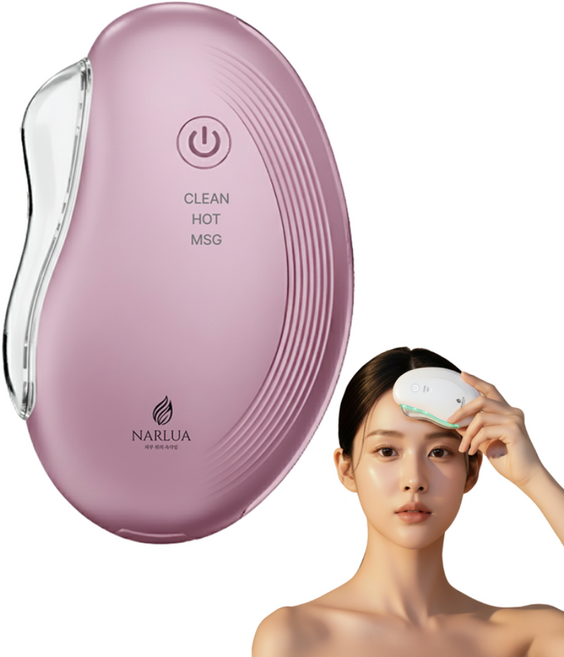 디프 EMS 온열 괄사 마사지기 얼굴 목 전신 리프팅 홈케어, 핑크, 1개