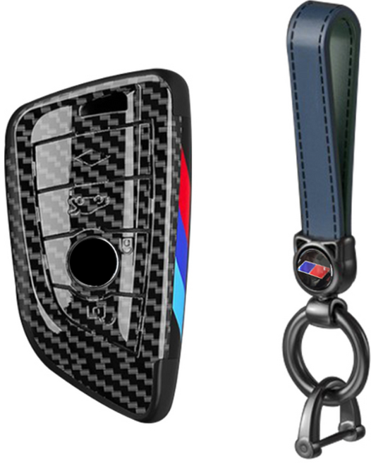 모어피크 BMW 벤츠 스마트키 호환 360도 풀카본 키케이스+키홀더, BMW C타입, 블랙