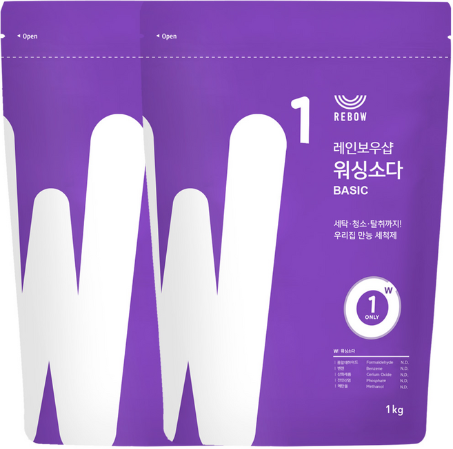 레인보우샵 워싱소다 베이직, 2개, 1kg