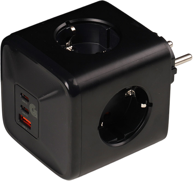 지클릭커 C타입 PD 충전 3포트 4구 접지 컬러 4000W 고용량 큐브 멀티탭 콘센트 BL-403PD, 1개, 4구 큐브 콘센트 블랙, 7.6cm