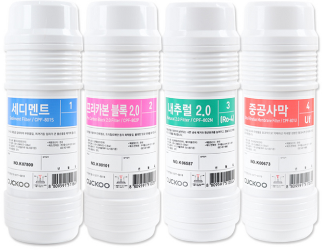 25년하반기쿠쿠정수기4단계필터 정품1+1+1+1세트(리셀) 세디먼트1+프리블럭1+네추럴1+중공사막(나노포지티브)1, 1세트, CP-F602HW