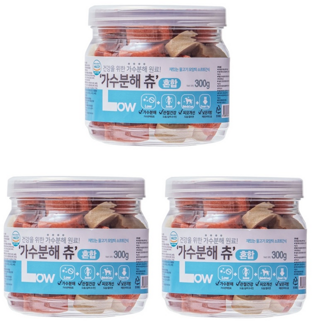 우리주 가수분해 저알러지 츄300g(혼합)3개, 연어 + 대구 혼합맛, 300g, 3개