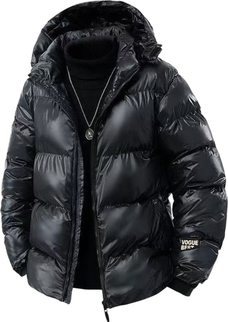 타임퓨어 남성용 겨울 신상품 블랙 후드 패딩 점퍼 탈부착 후드 밴딩 소매 방풍 방수 원단 점퍼