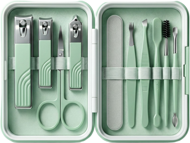 셀러크루 미니 캐리어 손톱깎이 12종 세트 휴대용 네일케어, 1세트, 민트