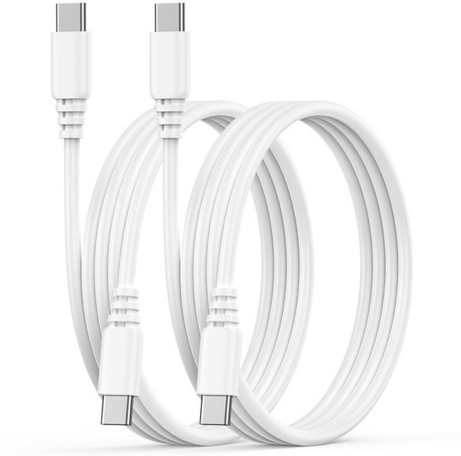 ANNIBER 단선없는 마카롱 PD 60W C to C타입 초고속 충전케이블, 화이트, 2개, 1.2m
