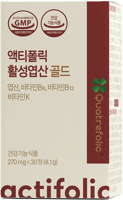 액티폴릭 활성엽산 골드 비타민K 혈액건강 뼈건강, 1개, 30정