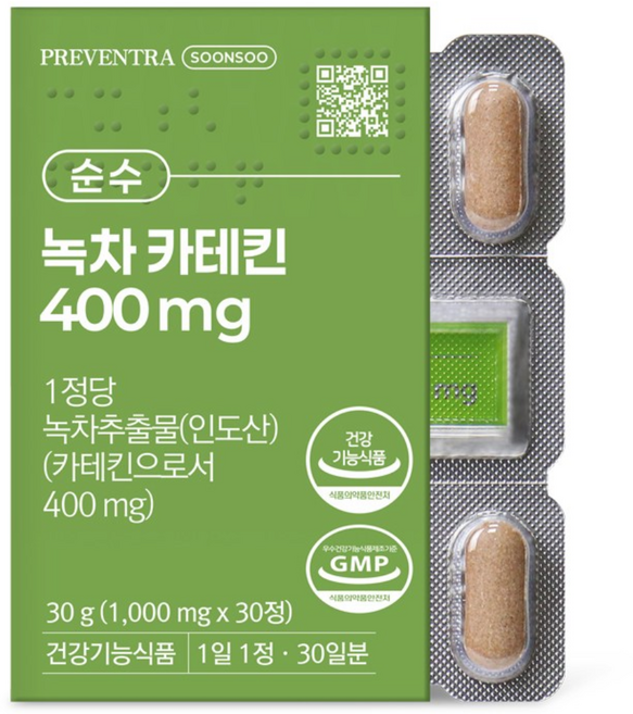 프리벤트라 순수 녹차카테킨 400mg / 하루한정 무첨가물 단일성분 다이어트, 1개, 30정, 1개