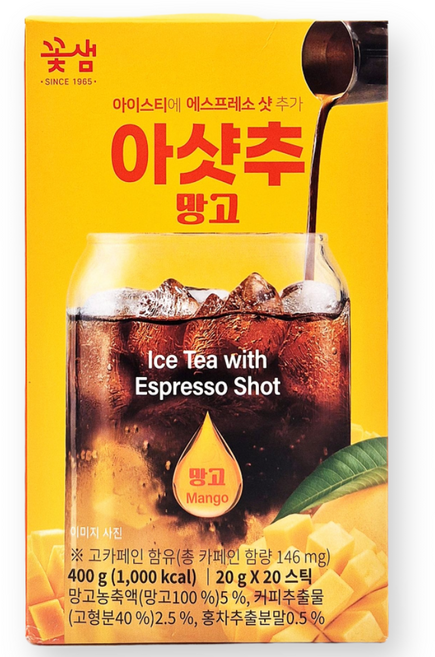 꽃샘 아샷추 망고 아이스티, 3개, 20개입, 20g