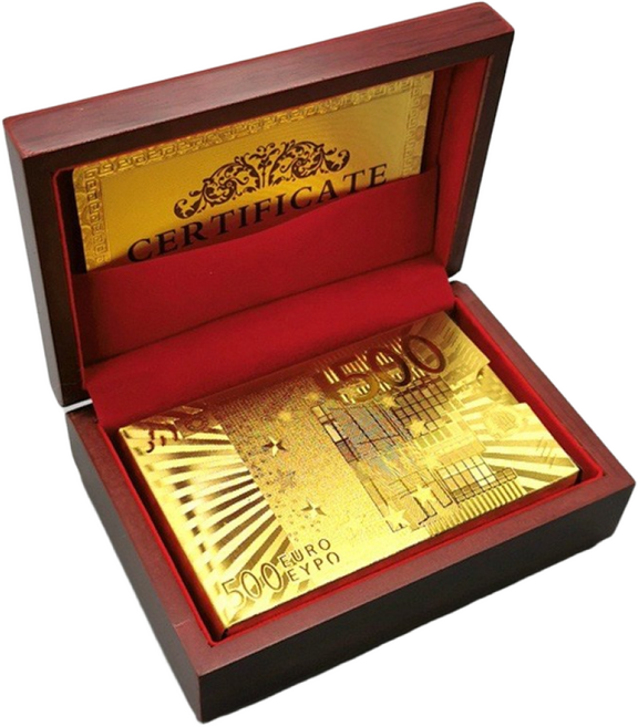 salimm 고급 골든 방수 포커 트럼프 카드 우드 케이스포함, 달러형, 골드, 1개