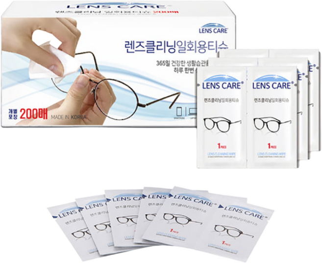 자우버 렌즈케어 클리닝 티슈 400매, 200매, 2개