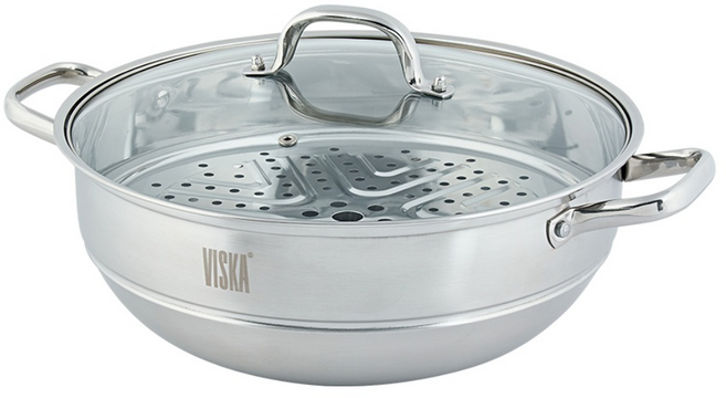 [재리마켓] 스텐 찜솥 34cm 전용 찜판 인덕션 가스레인지 대용량 내열유리 뚜껑, 1개