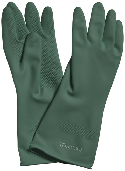 트루쿡 키친 천연 라텍스 고무장갑, 그린, 중(M), 3개