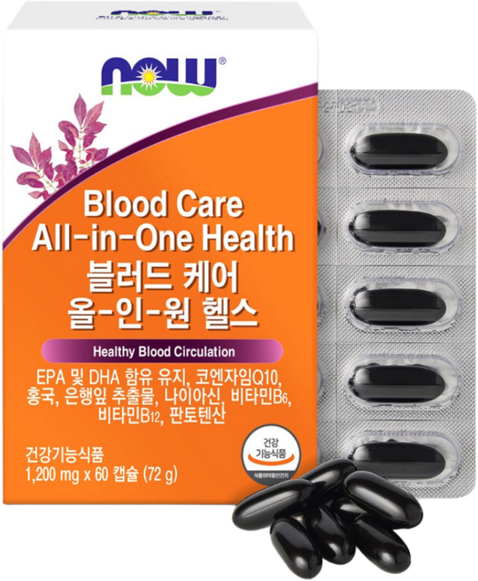 나우푸드 블러드 케어 올인원 헬스 혈행케어 60캡슐 1개월분, 1박스, 30회분