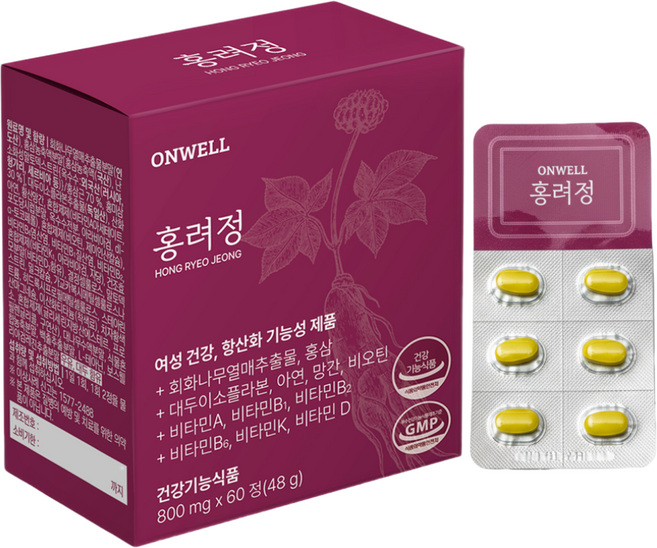 홍려정 여성 갱년기 영양제 바이트로겐 식물성 에스트로겐 여성 호르몬 영양제 대두 이소플라본, 1박스, 60정
