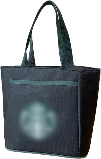 모던 그린라인 보냉가방 출근 도시락백 감성 피크닉 토트백 사계절용 데일리백, 블랙, 1개