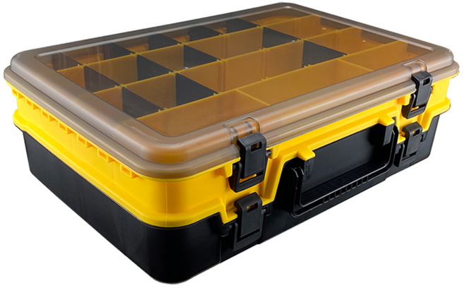 아띠꼴로 대형 낚시 태클박스 양면 소품 케이스 수납 정리함, 1개, 콘옐로우