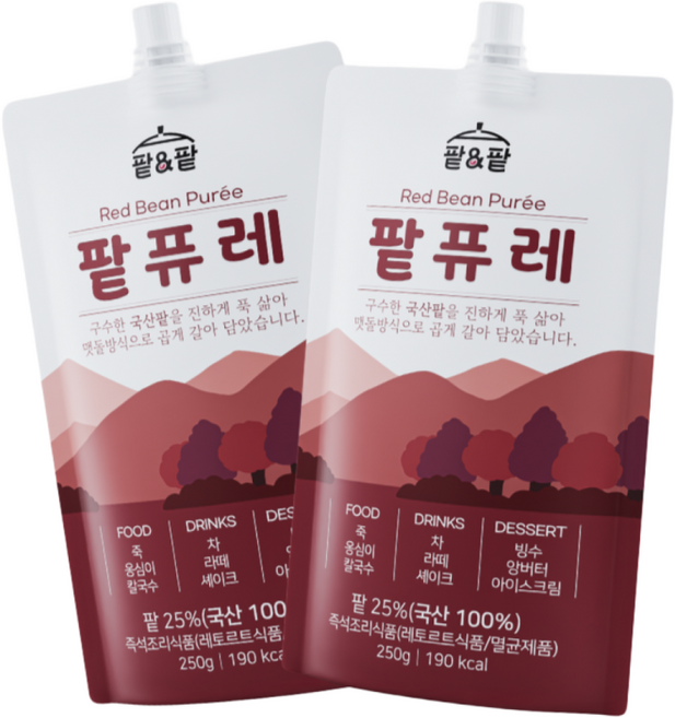 팥&팥 국산팥 무가당 팥퓨레 팥앙금, 2개, 250g