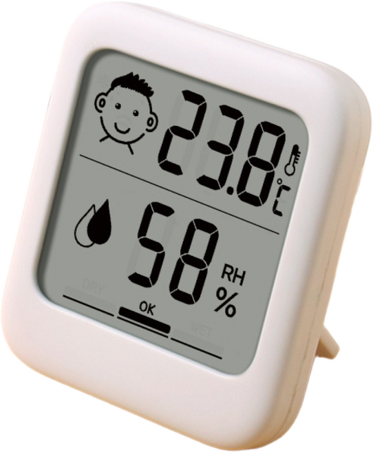 타임코치 얼굴표정알림 디지털 온습도계 + 건전지 포함, 화이트, 1개